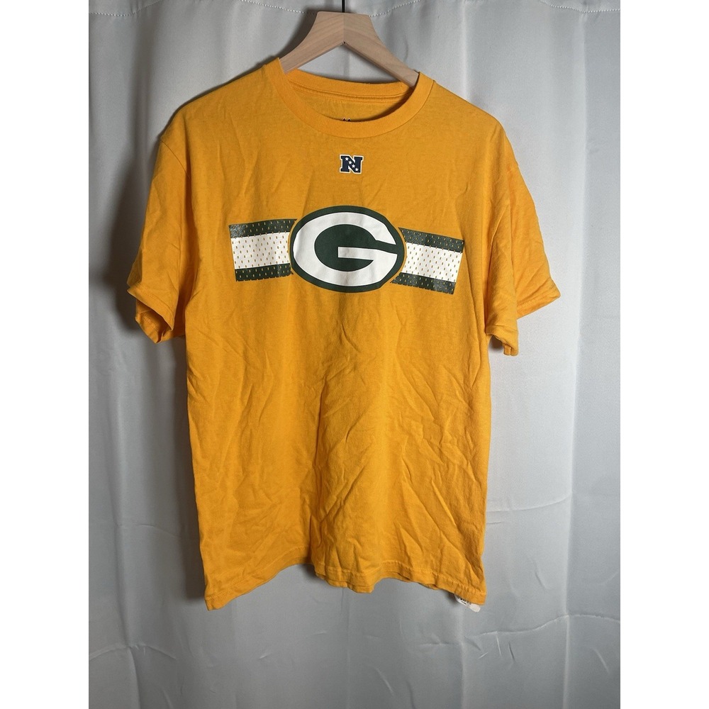 Majestic Green Bay Packers Large‎ Mens T-Shirt Yellow NFL Football